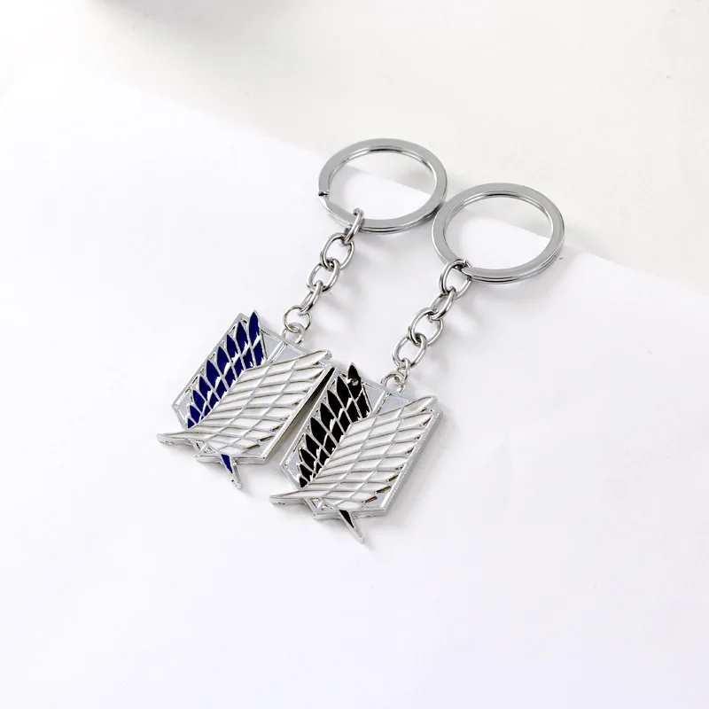 

20pcs/lot Attack on Titan Keychain Fashion Enamel Investigator Wing Pendant Key Chain Metal Key Holder For Women&Men