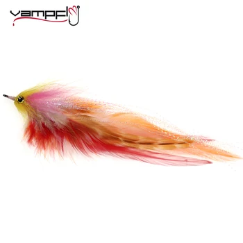 

Vampfly 2pcs 1/0# Sea Trout Fishing Flies Rooster Saddle Muskie Streamer Steelhead Fly Lures for Saltwater Fishing Salmon Pike