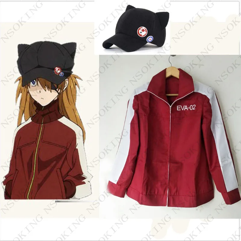 03 coat hat Anime EVA Asuka Langley Soryu Cosplay Costume Hoodie jacket coat Tailor Made - Цвет: 03 coat hat