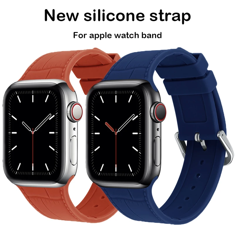 

Ремешок силиконовый для Apple Watch Band 45 мм 44 мм 40 мм 42 мм 41 мм 38 мм, резиновый браслет для IWatch Series 7/6/SE/5/4/3