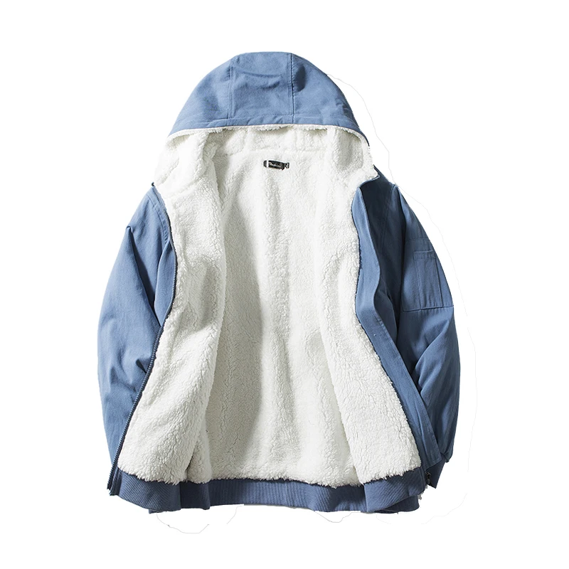 

Men Harajuku Winter Jacket 2023 Fleece Windbreakers Coats Hip Hop Streetwear Outerwear