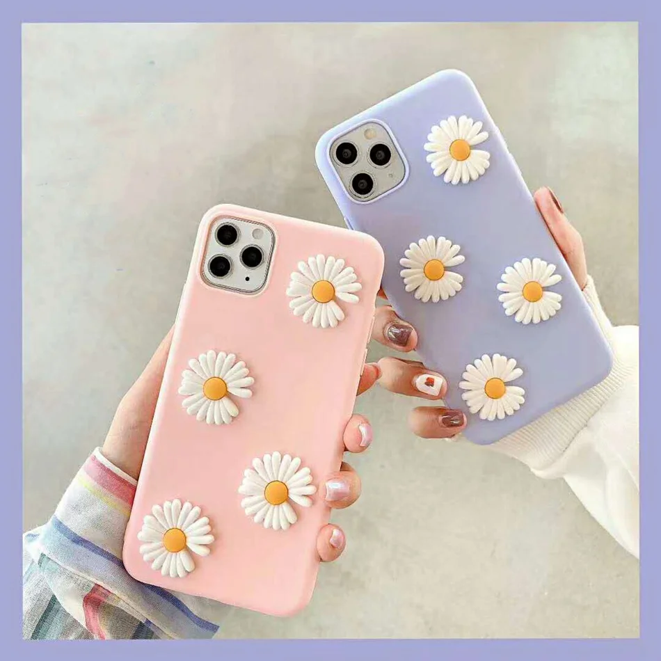 

3D Cute Pattern DIY Phone case For iPhone 11 Pro XR X XS Max Lovely Flowers Cover For iPhone 7 6s 6 8 Plus Soft TPU Back Cose