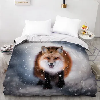 

3D Printed Custom Design Duvet Cover Quilt Comforter Blanket Case Covers Bedding Set 210x210cm Animal Fox White Home Textile