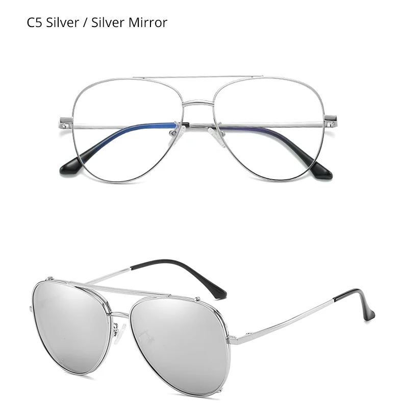 Ralferty Prescription Sunglasses Women Men Polarized Clip On Glasses Pilot Myopia Ladies Spectacle Frame 0 Degree Z17208