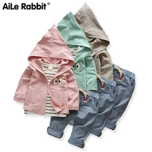 Г. Детский осенний комплект, куртка на молнии, футболка и штаны комплект из 3 предметов, футболка в полоску с рисунком глаз Топ, повседневные штаны детская одежда