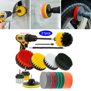 

21pcs Drill Brushes Attachment Set Car Wash Brush Auto Detailing Cleaning Tools New And High Quality