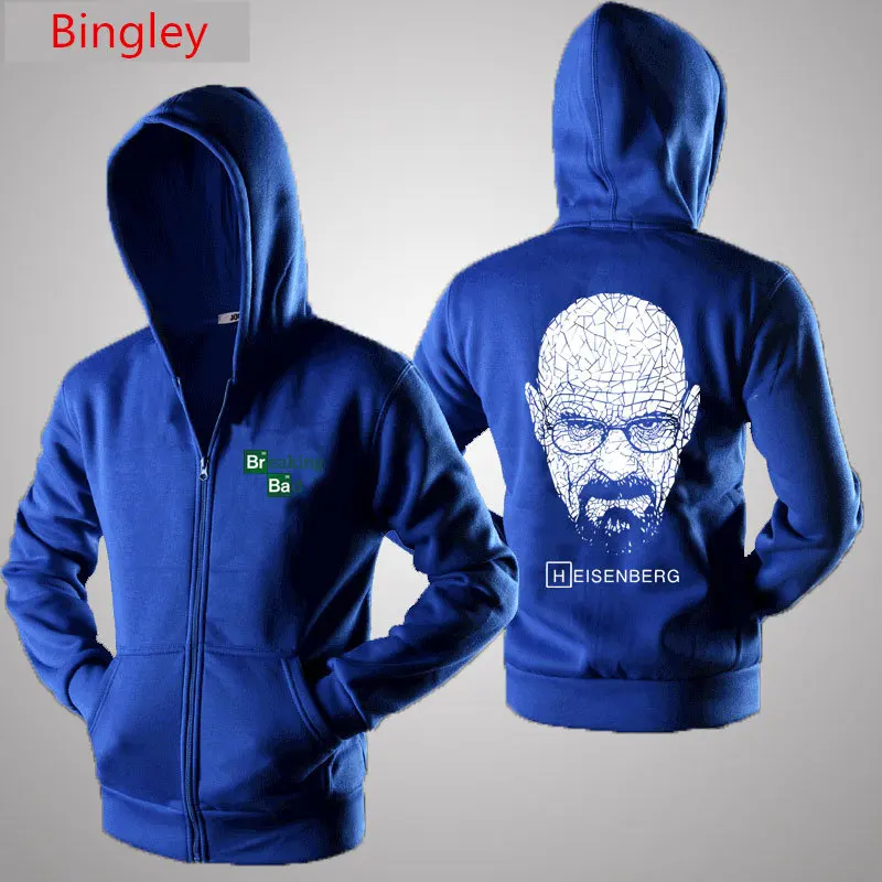 Мужские свитшоты с принтом "Breaking Bad", модные толстовки с капюшоном, Осень-зима, новая флисовая Мужская спортивная одежда Harajuku, куртка на молнии, топы