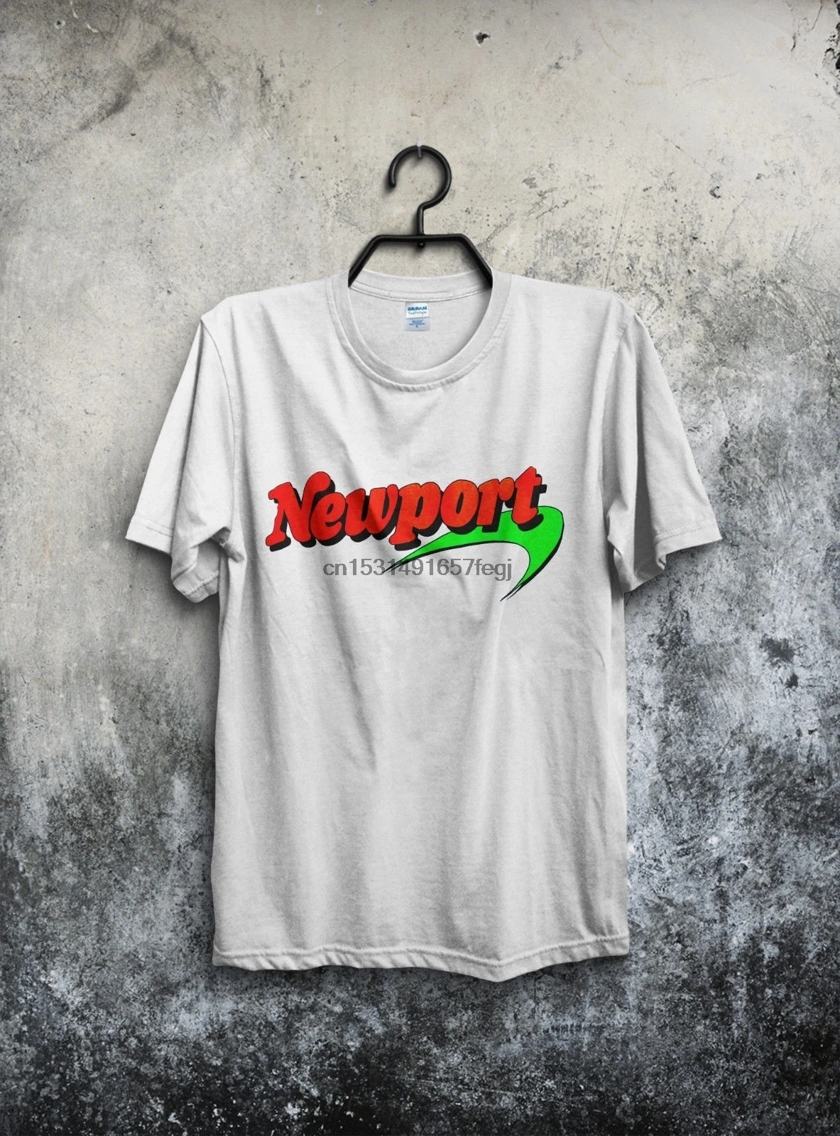 Винтажная Футболка Newport сигарет с экраном и звездами Мужская футболка коротким