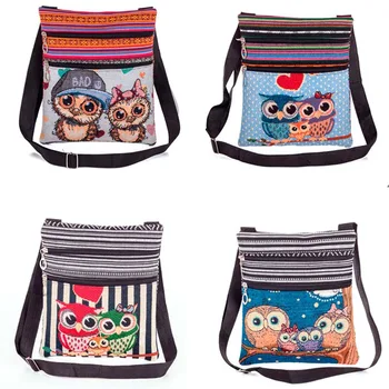 

1 PC Owl Jacquard Embroidery Shoulder Bag Bohemian Style Striped Crossbody Messenger Bag Women Girl Travel Shoulder Bag Dropship