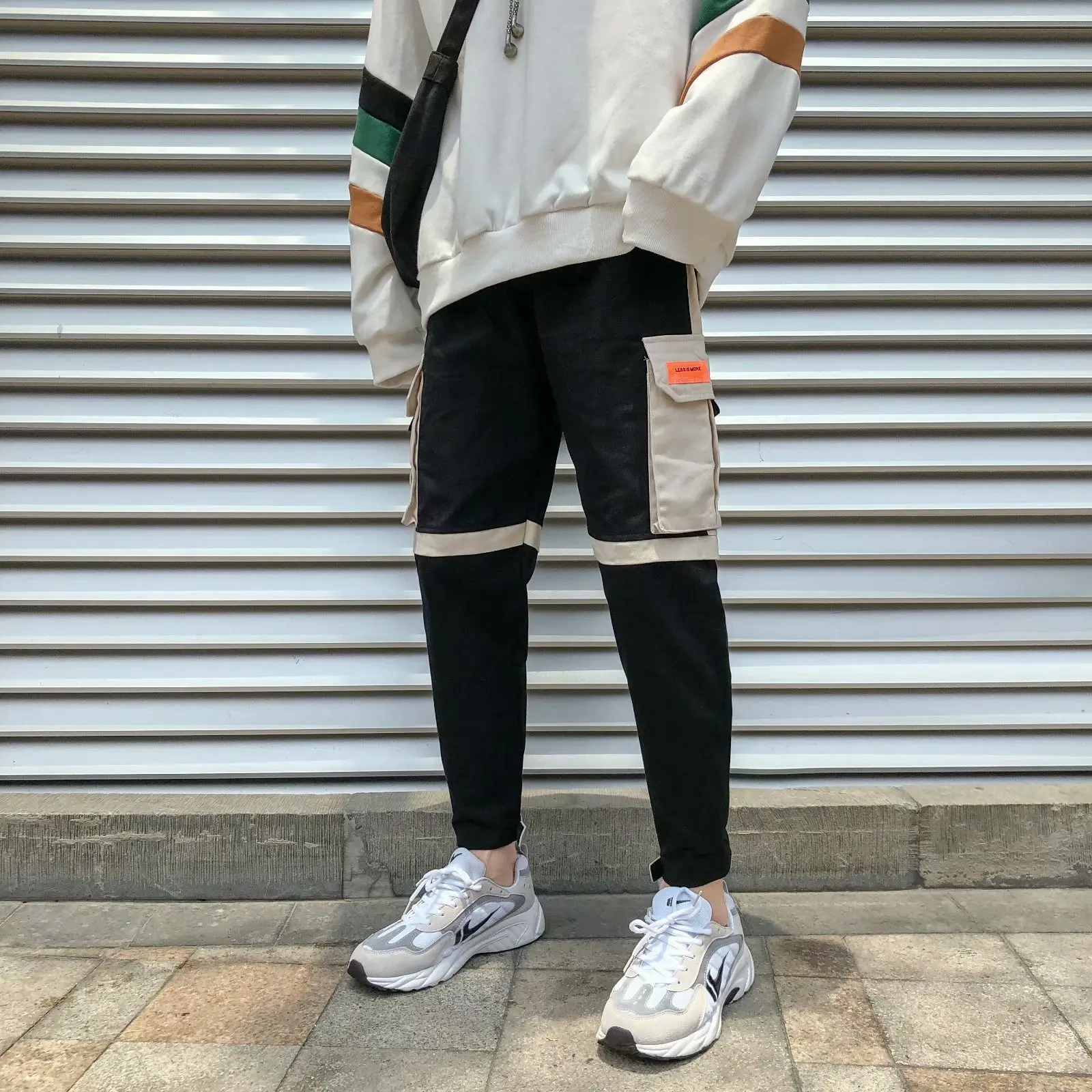 

Popular Brand Spring Skinny Bib Overall Men's Hip Hop Joint Contrast Color Ankle Banded Pants Korean-style Trend Loose Casual Pa