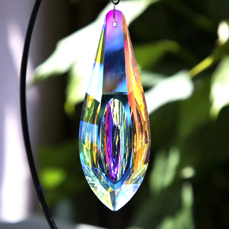 120mm Large Crystal Suncatcher AB Coating Faceted Crystal Prisms Drop Pendant Rainbow Window Garden Hanging Decoration