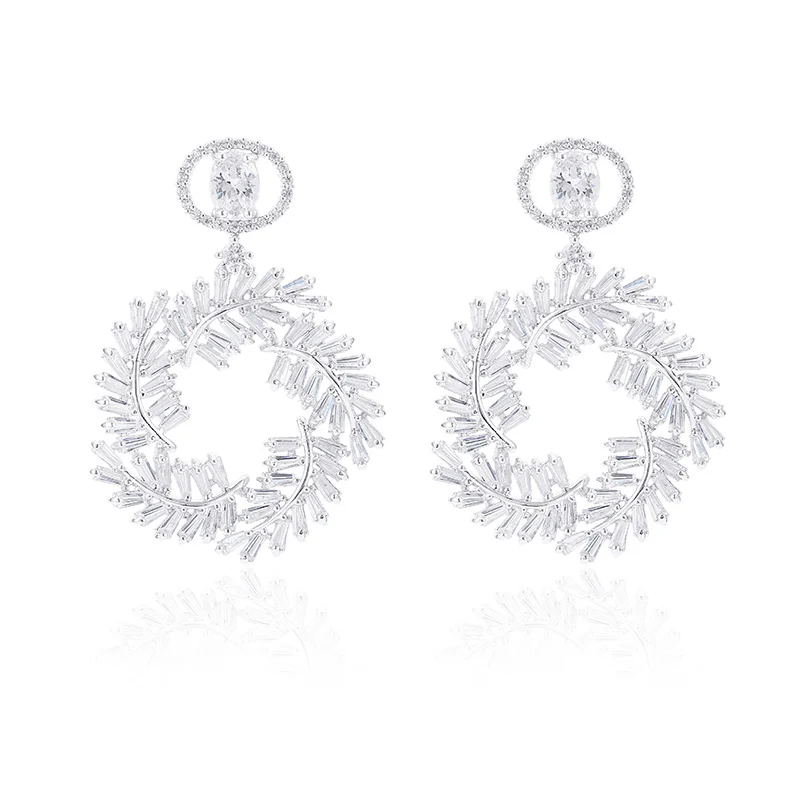 Очень женские роскошные цветные Серьги-капли в виде оливкового листа для женщин, свадебные серьги с микро фианитами и кубическим цирконием, модные ювелирные изделия
