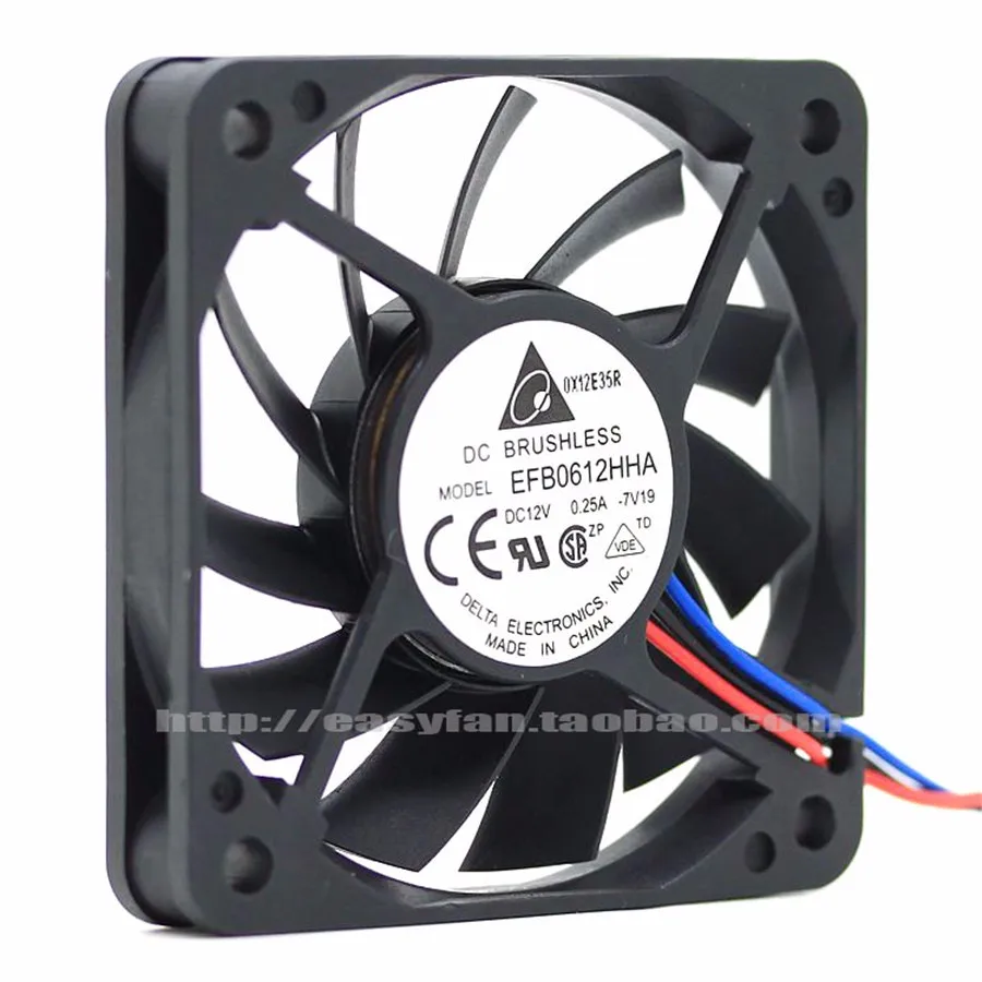 Delta-ventilador de Refrigeração da Caixa do Computador 60 mm 60x60x10 mm 12v 0.25a com 3pin 4pin Pwm Efb0612hha 6010 - Imagem 2