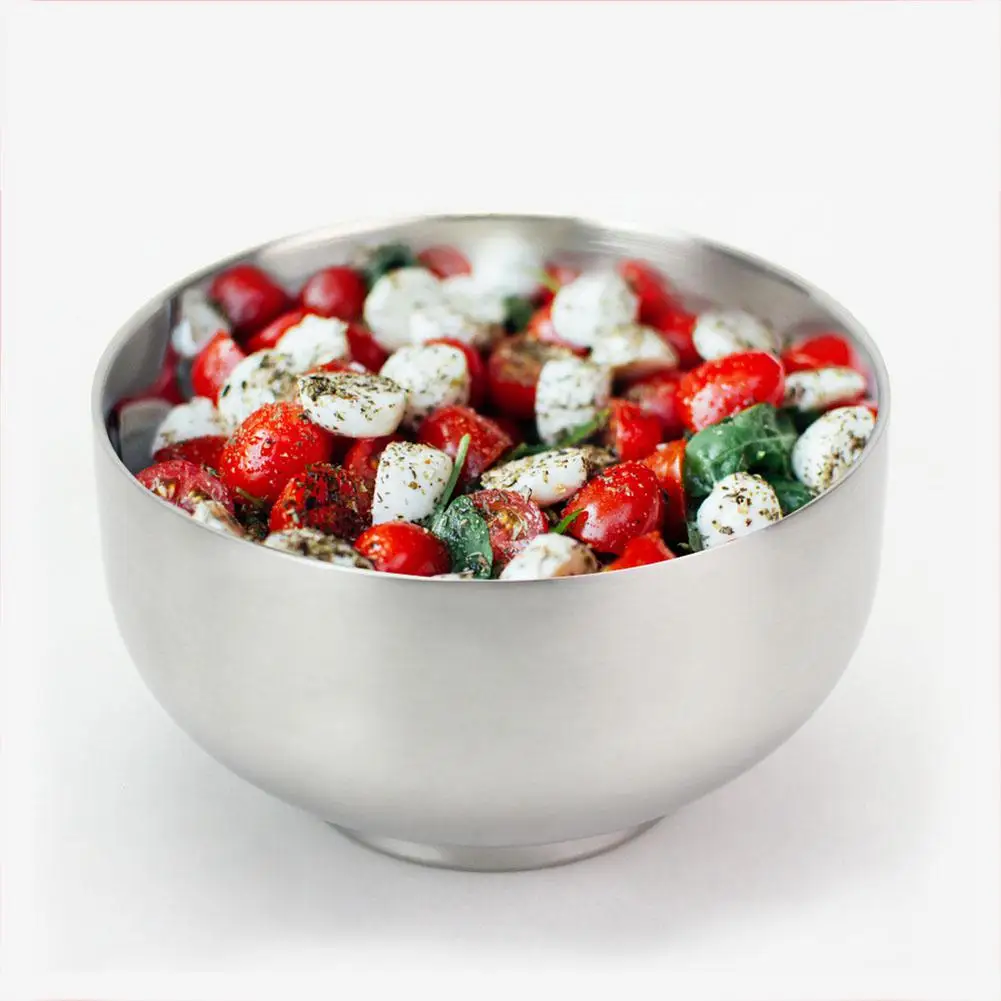 

TPFOCUS Stainless Steel Two-layer Insulated Bowl Salad Noodle Rice Bowl Thickened Food Container for Adults Students Supplies