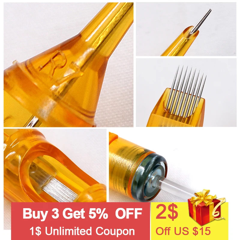 

10pc Disposable Sterilized Tattoo Needle 1RL/3RL/5RL/7RL/RS/RM/M1 Permanent Makeup Cartridge Needles For Tattoo Rotary Pen