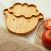 3Pcs Baby Bamboo Plate Silicone Suction Kids Wooden Feeding Tableware Non-slip Dinnerware Baby Tableware for Baby Birthday Gift 4