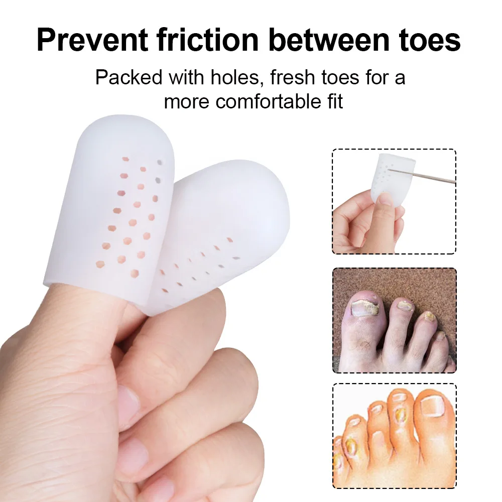 2Pcs Big Toe Separators  Silicone Toe Covers tube with Holes for Corns Calluses Blister New Breathable Toe Protector C1570