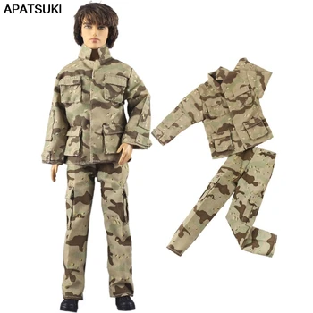 

Army Soldier Cosplay 1/6 Boy Doll Clothes For Ken Doll Coat & Trousers Pants For Barbie Boyfriend Ken Prince Male Boy Doll
