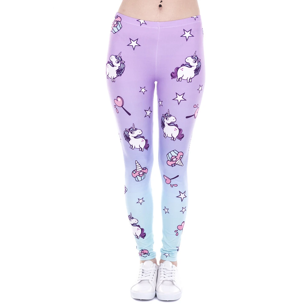 

Sexy High waist Woman pants Fashion Women Leggings Unicorn And Sweets Printing leggins Fitness legging