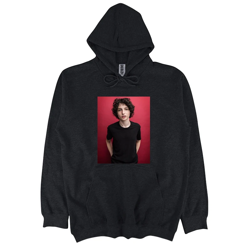 Увлажняющим эффектом марки The Finn Wolfhard для мужчин Черная куртка с капюшоном