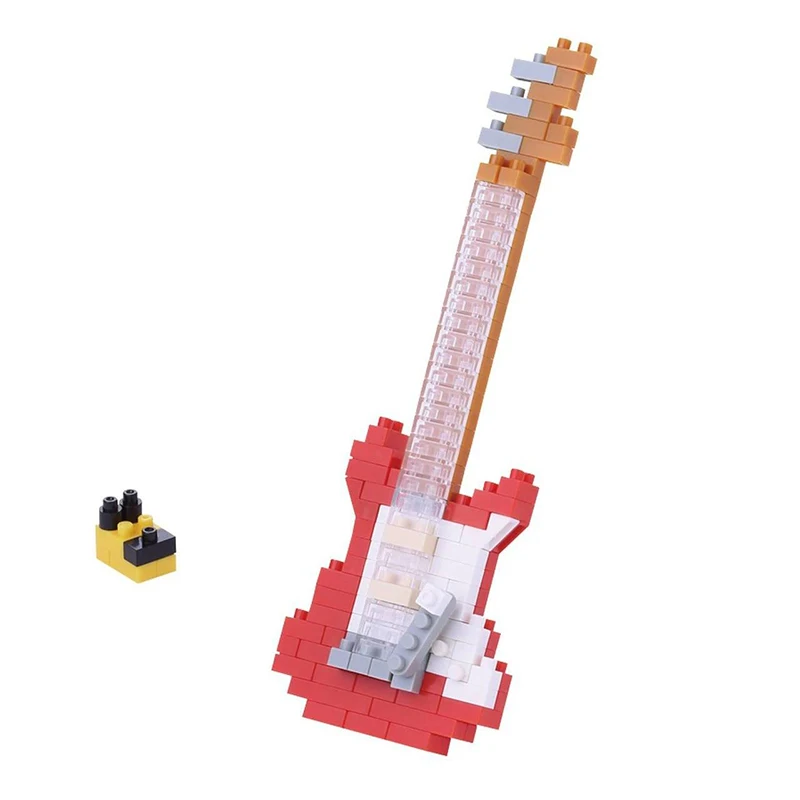 Новая электрическая гитара Nanoblock красная мини Коллекция серии NBC 171 160 штук