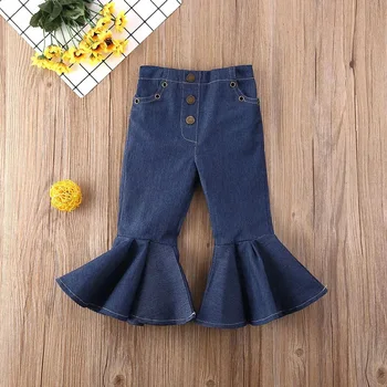 

2020 Spring Autumn Cute Girl 1-5T Denim long Pants flared trousers Children Jeans