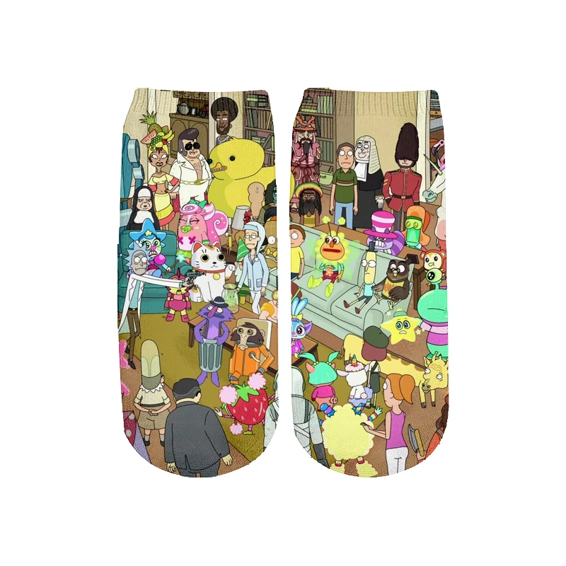 Новейшие Rick and Morty 3D печатных мультфильм милые короткие носки для мужчин женщин harajuku корейские носки RS-009 - Цвет: 17