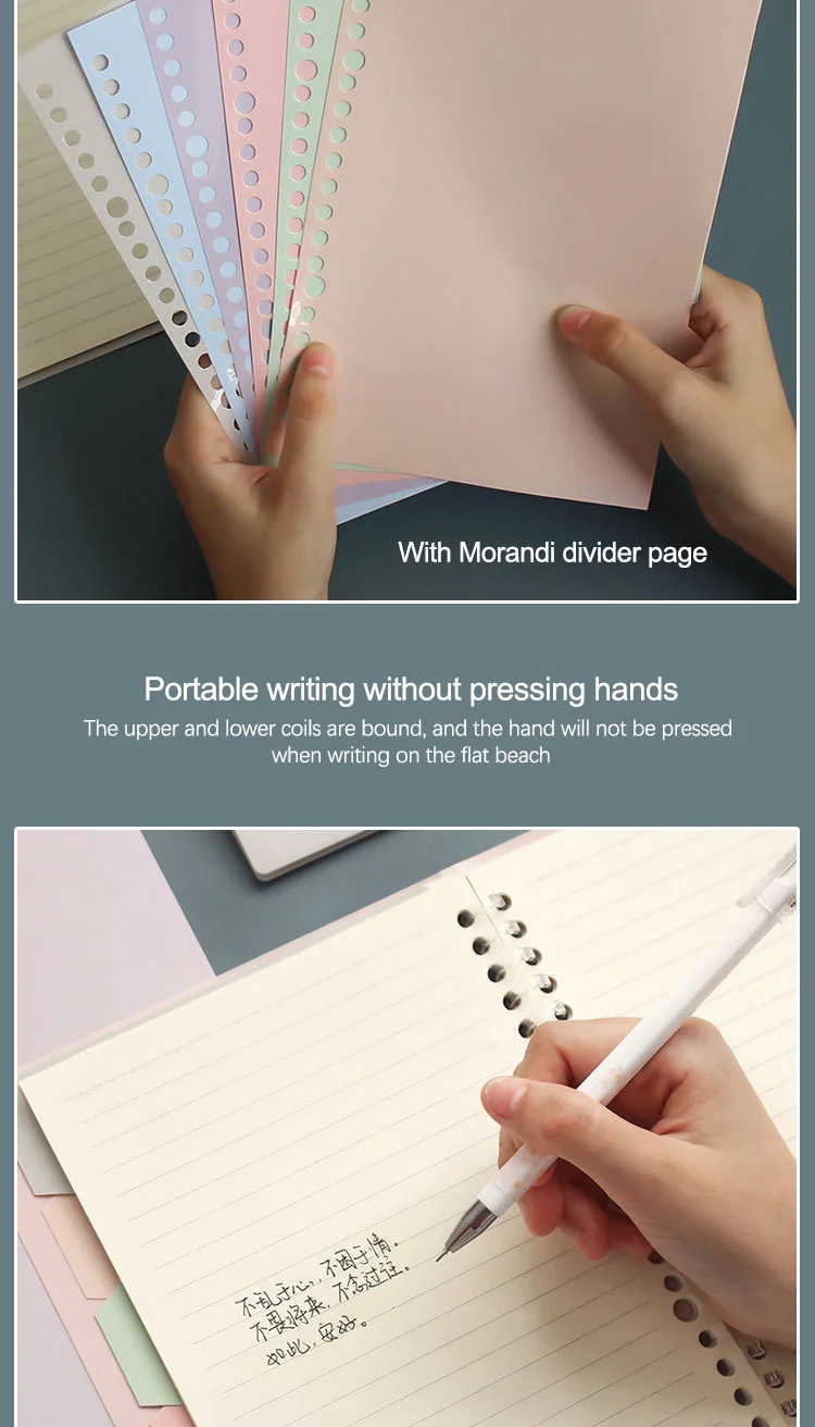 Folhas soltas Notebook PP Cover Binder, Forrado