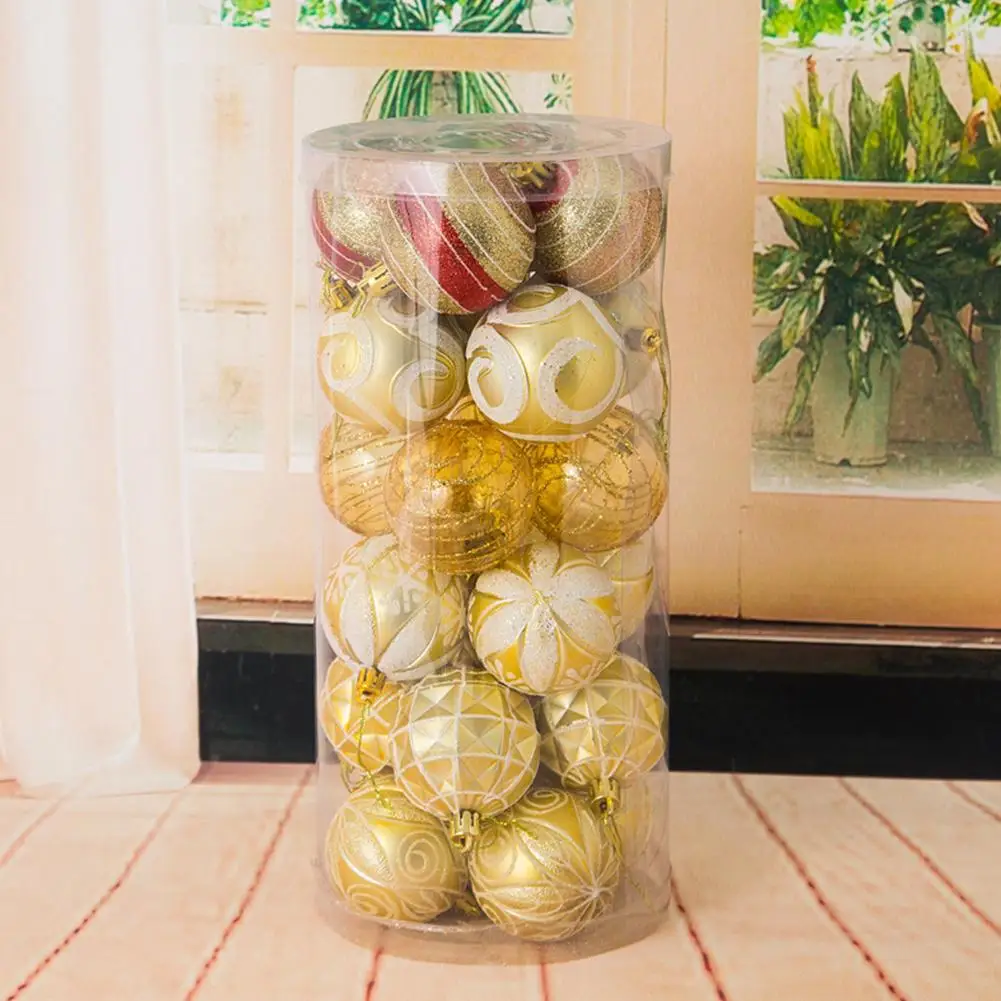 

24pcs Christmas Tree Decorations 6cm Barrels Color Painted Balls High-end Christmas Balls Plastic Painted Christmas Balls