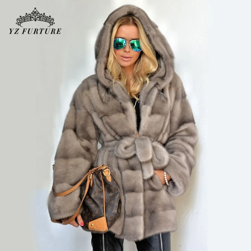 2021 Full Pelt Mink Fur Coats For Women Fashion Tops With Nature Mink