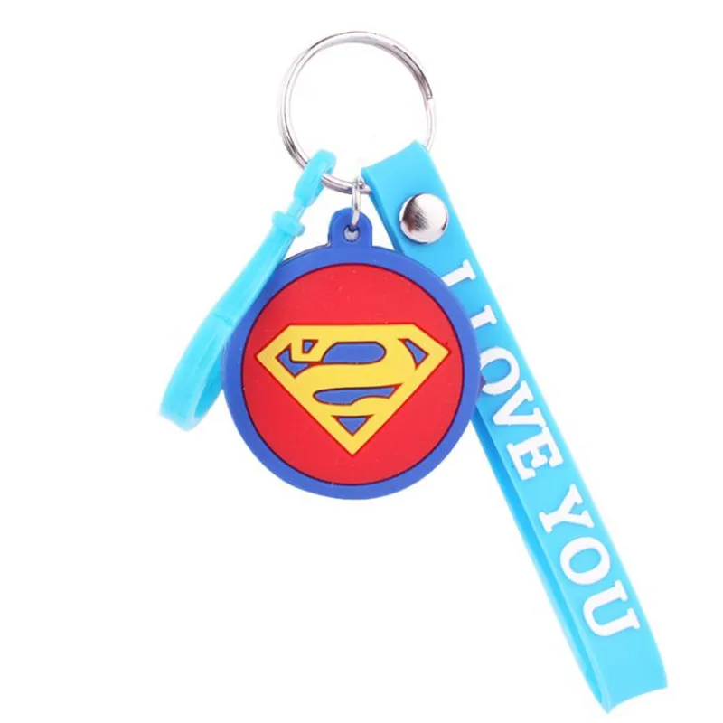 6 Comic Anime Superman Batman Captain America Iron Man Deadpool Cosplay Keychain Pendant Accessories Rubber Gift - Цвет: 6