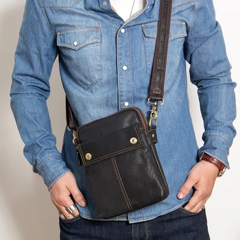 

Full Grain Leather Men's Shoulder Bags Vintage Cowhide Leather Messenger Bags Genuine Leather Crossbody Bags For Mens