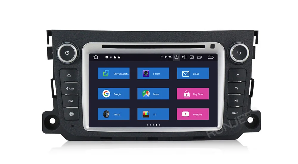 Excellent RUNJEE Android 9 4+64G IPS DSP Car DVD multimedia player For Mercedes Benz Smart Fortwo 2011-2014 dvd video output DAB 5