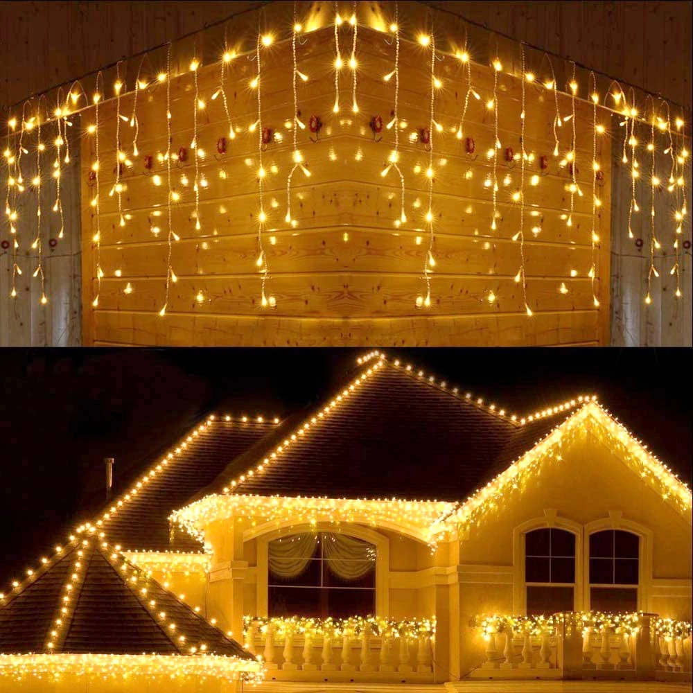 thumbnail image 1 of Decoraciones navideñas 2025 luces de cortina de carámbanos LED 4M*0,3/0,6M Enchufe UE/EE. UU. Guirnaldas de calles en la casa Conn impermeable, 1 of 5