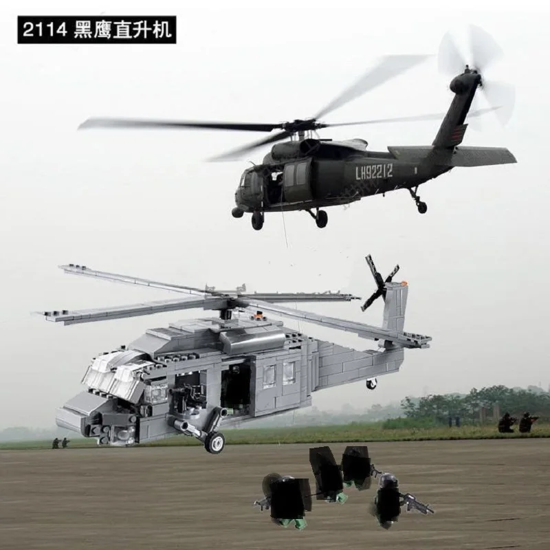 Цена Decool 2114, 562 шт, модель самолета, полицейская война, черный ястреб, вертолет, сборные блоки, Moc, кирпич, американская армия, военная машина, сила