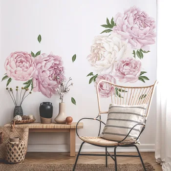 

55*220cm Removable Peony Flower DIY PVC Wall Sticker Home Decal Mural Room Decor Wall Stickers Wallsticker
