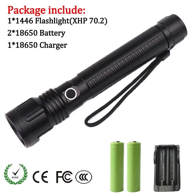 Option F FX-DZ901446 8000лм XHP70.2 светодиодный фонарик CREE XHP50 Мощный тактический Водонепроницаемый 18650 26650 фонарь - Испускаемый цвет: Option F