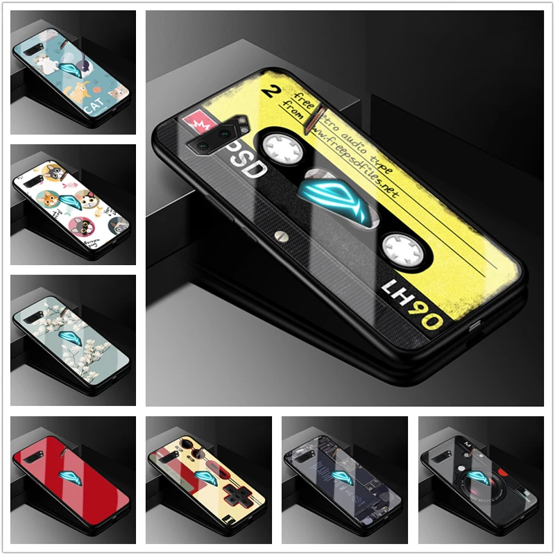

For Asus ROG Phone II ZS660KL 2019 Case silicone bumper Hard Glass Phone Back Cover For Asus ROG Phone 2 ZS660KL Gaming Phone2