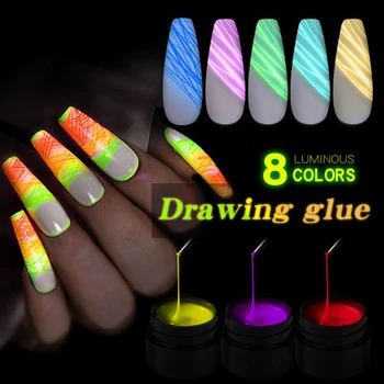 

8ml Luminous Elastic Colored Printing Glue Nail Drawing Gel Polish Varnish Nail Art Line Phototherapy Drawing Spider Gel TN