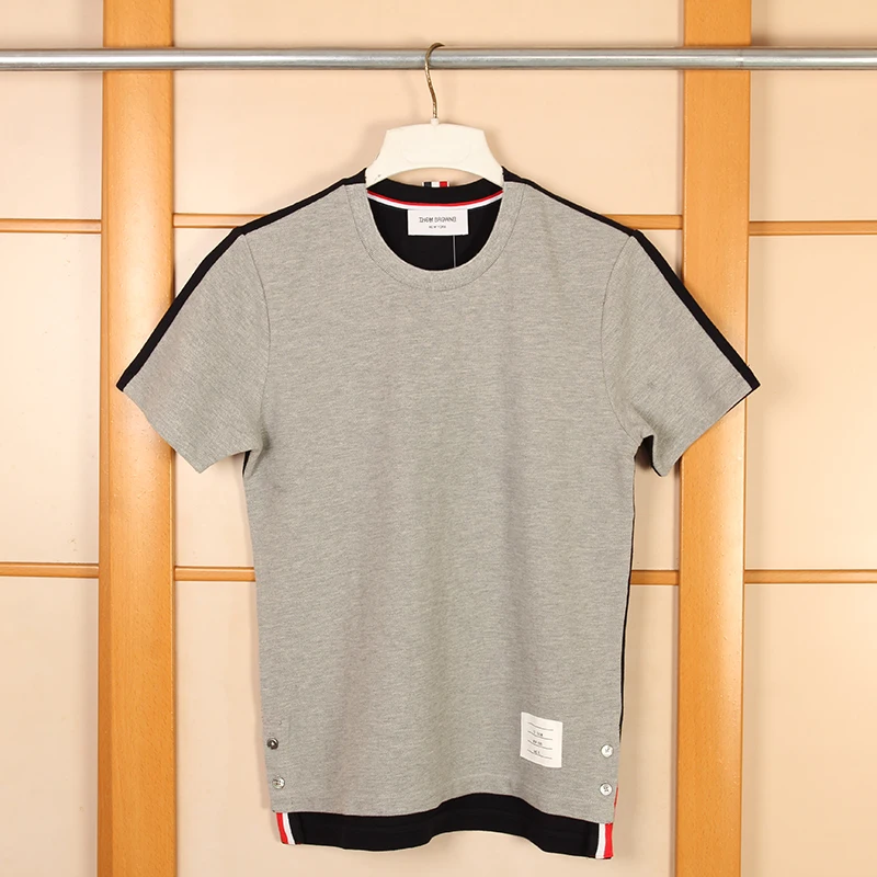 2021 TB Brand Fashion patchwork short sleeve T Shirts Men Cotton casual