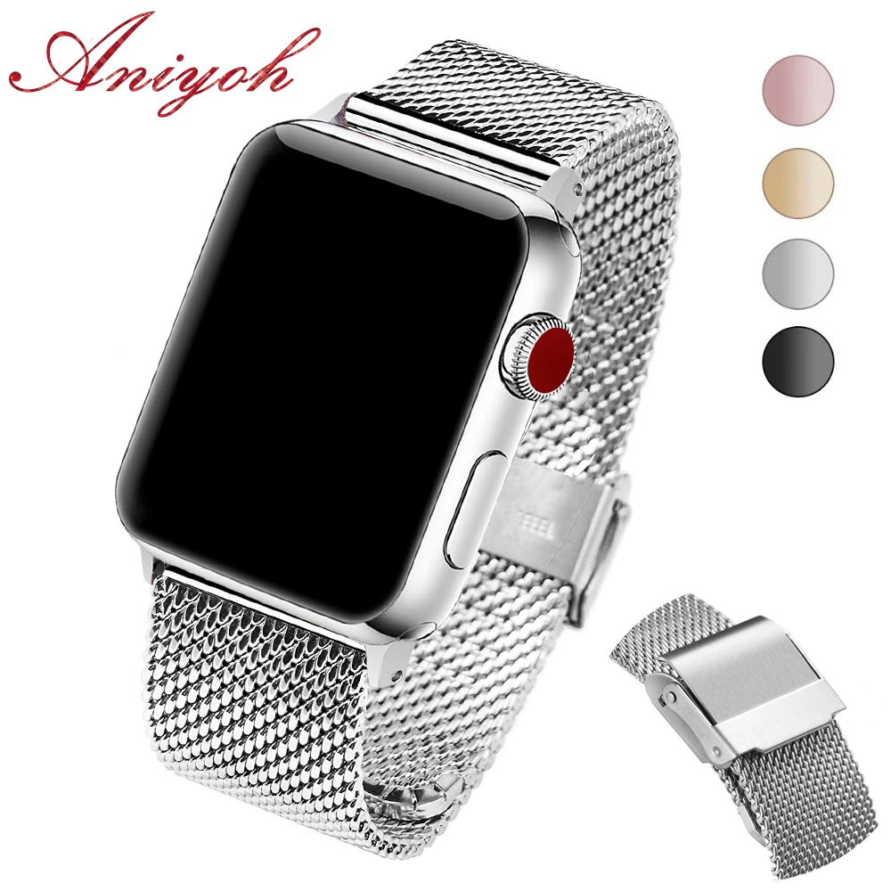 Aniyoh Нержавеющая сталь ремешок для наручных часов Apple Watch версии 44 мм 42 40 38 версия