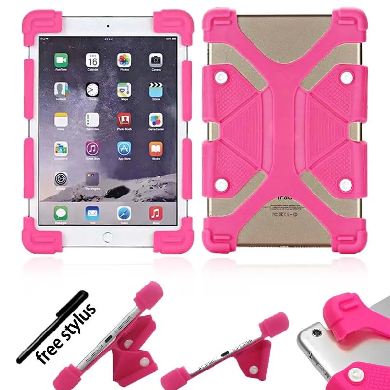 KK&LL For Apple iPad Pro 10.5" 9.7" 11"()- Tablet Shockproof Silicone Stand Cover Case+ Stylus - Цвет: hot pink