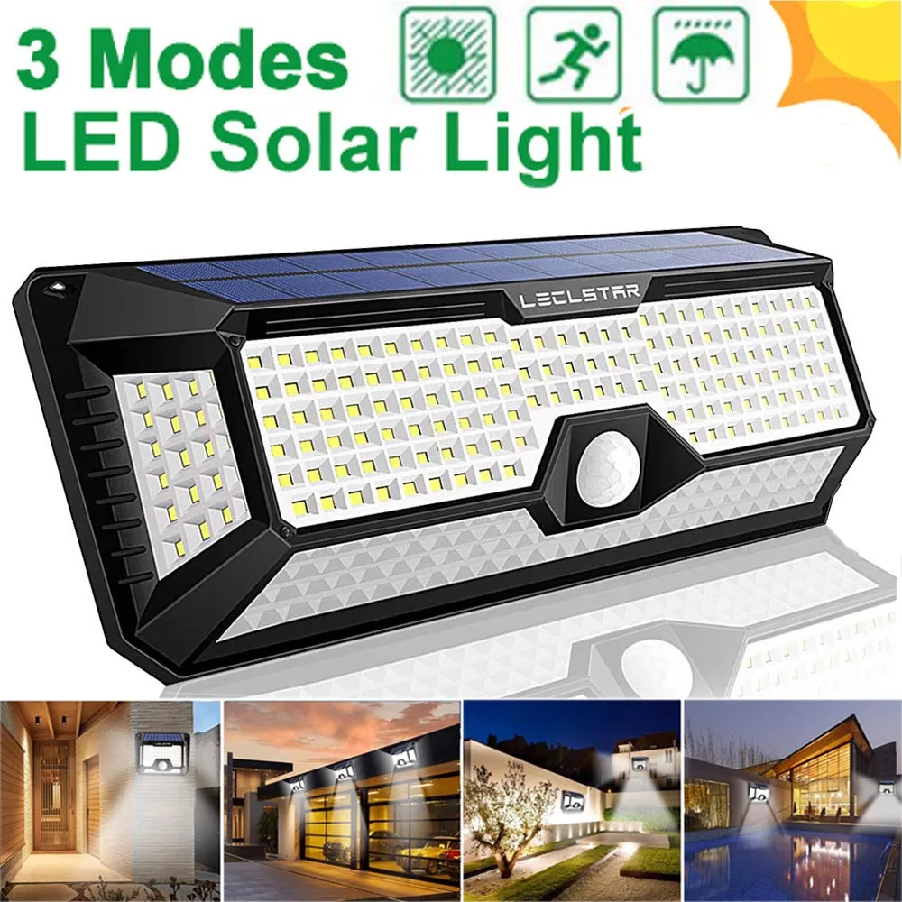268 128 LED Street lights Waterproof Solar Power PIR Motion Sensor Wall light Outdoor lighting Ground Garden Lamp Path Home Yard