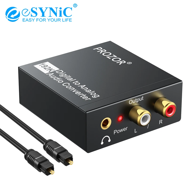 eSYNiC DAC Converter Coaxial Toslink to RCA Analog 3 5mm Headphone Jack Audio Adapter 192kHz Digital to Analog Audio Converter