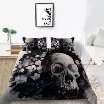 

Skull Bedding Set King Fashionable Artistic Scary Floral Duvet Cover Creative Queen Twin Full Single Double Creative Bed Set