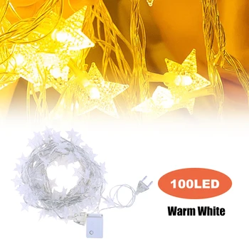 

Led Light String Five-pointed Stars 100LED 8.5M Led String Lights with Decorating Lamp for Christmas Wedding Party Decoration