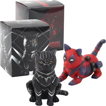 

12cm Avengers Deadpool Black Panther Cat PVC Figure Collectible Model Toys