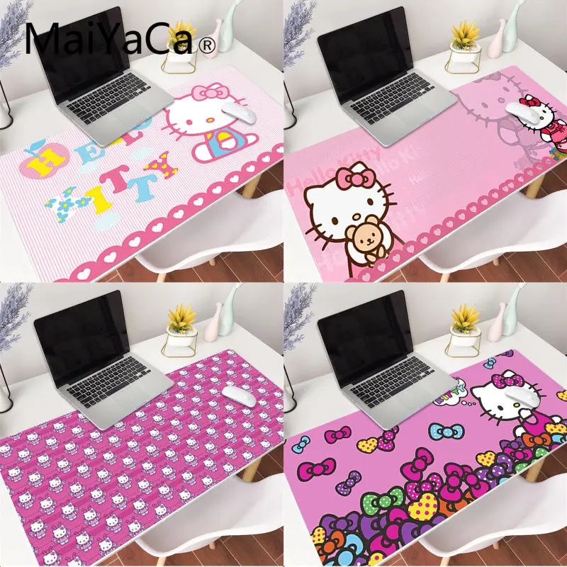 

MaiYaCa Custom Skin Pink Hello Kitty cat mouse pad gamer play mats Gaming Mouse Pad Large Deak Mat 900x400mm for overwatch/cs go