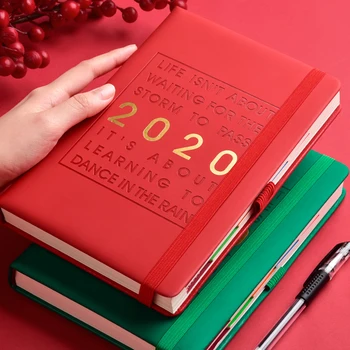 

Fashion Agenda 2020 Jan-Dec Efficiency Notebook 365 Diary Leather soft cover Bandage Planner Monthly plan Journal Notepad Gift