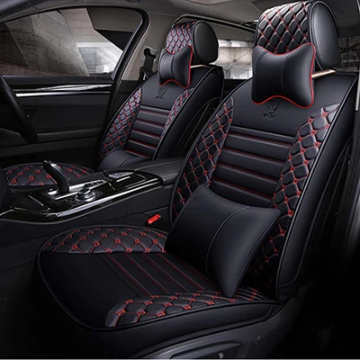 ZRCGL универсальные кожаные чехлы для автомобильных сидений Besturn все модели B30 B90 X40 B50 B70 X80 автомобильные аксессуары для укладки автокресла - Название цвета: Black and red pillow